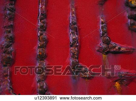 Stock Image - metal, rust, red, iron, stripe, structure. Fotosearch
