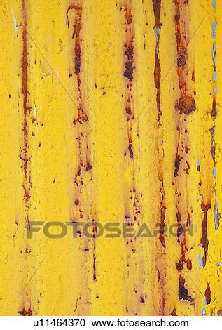 Stock Image - structure, material, iron, rust, metal, yellow. Fotosearch
