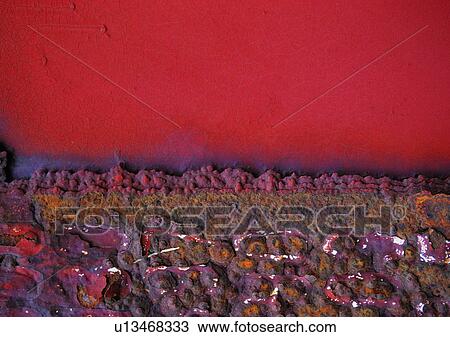 Stock Image - structure, material, painted, metal, iron, red. Fotosearch