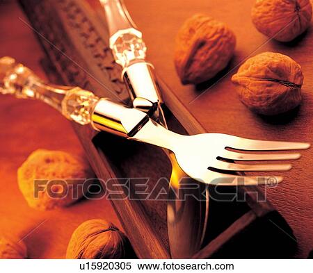 Stock Photography - background, close up, chrome, toned, fork. Fotosearch