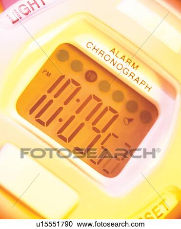 Stock Image - close-up, timepiece, digital, hour, timer, equipment, appearance. Fotosearch