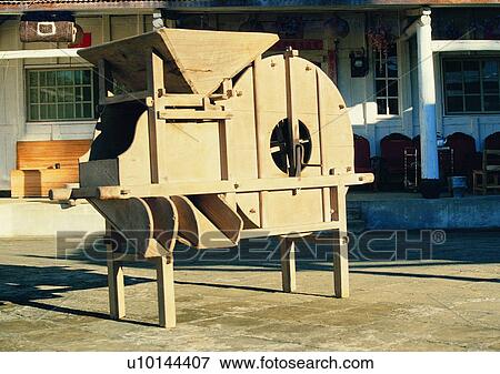 Stock Photo - farm, wood, chair, village, courtyard, corridor. Fotosearch