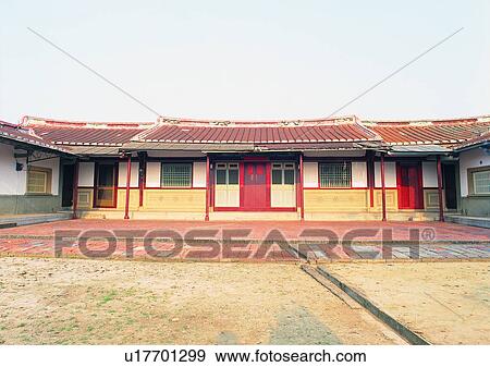 Stock Photo - outdoor, countryside, villiage, house, courtyard, sky. Fotosearch
