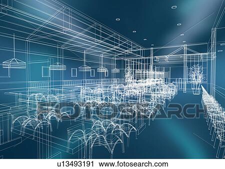 Stock Image - computer aided design, planning, blueprint. Fotosearch