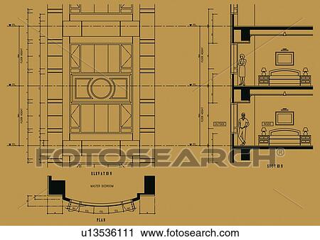 Stock Image - computer aided design, planning, blueprint. Fotosearch