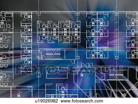 Stock Image - computer aided design, planning, blueprint. Fotosearch