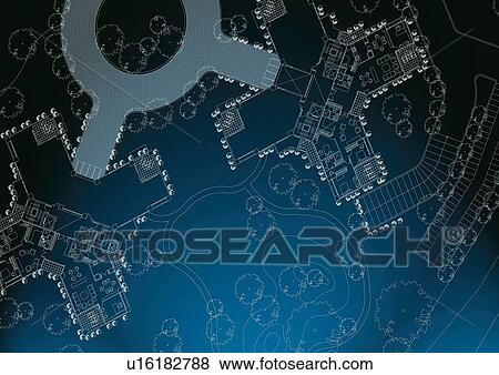 Stock Photo - outline, sketch, grid, cad, technical, drawing, build. Fotosearch