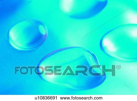 Stock Image - water, close-up, drop, blue. Fotosearch