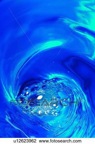 Stock Image - water, ripple, blue, vortex, bubble. Fotosearch