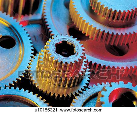 Stock Image - interlocking, gear, business, equipment, precision, close-up, industry. Fotosearch