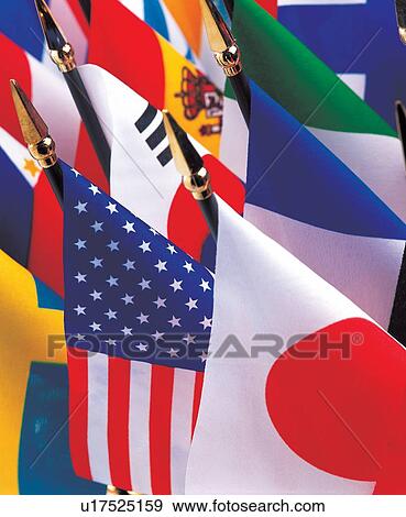 Stock Photo - fine, arrangement, design, fabric, representation, bright, flags. Fotosearch