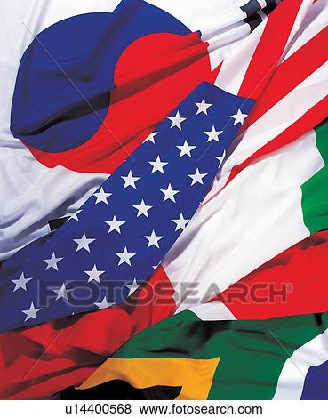 Stock Photo - glorification, patriotism, detail, countries, banners, cloths, fine. Fotosearch