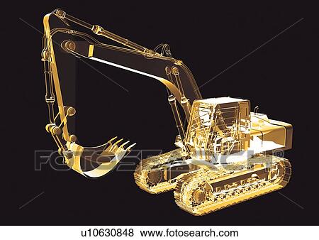 Stock Photo - black, black background, bulldozer. Fotosearch