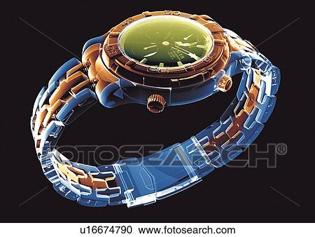 Stock Image - special, imagery, hand watch, glow, internal frame, graphics. Fotosearch