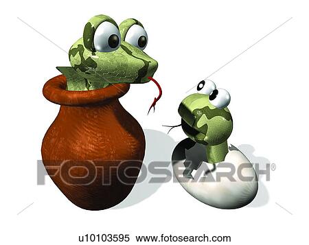 卵 動物 ヘビ かわいい カエル 漫画 ３ｄ ストックフォト 写真素材 U Fotosearch