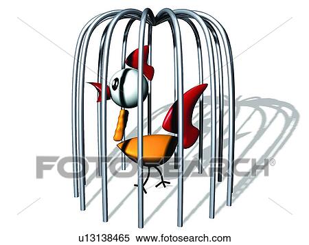 Stock Photography - 3D, cage, cartoon, cute, animal. Fotosearch