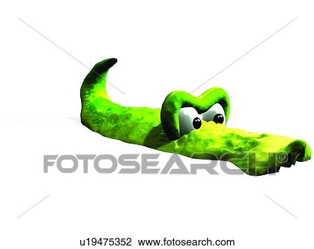 Stock Image - 3D, crocodile, cartoon, cute, animal. Fotosearch