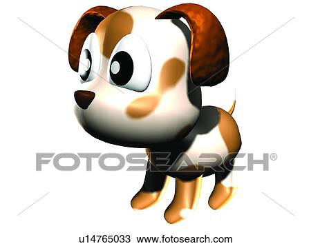Stock Image - 3D, dog, cartoon, cute, animal. Fotosearch