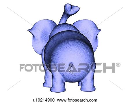 Stock Image - 3D, elephant, cartoon, cute, animal. Fotosearch