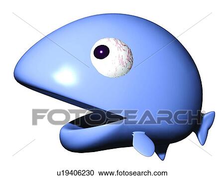Stock Image - 3D, fish, cartoon, cute, animal. Fotosearch