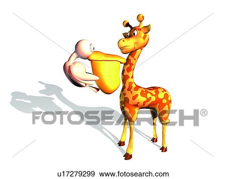 Stock Photo - 3D, giraffe, cartoon, cute, animal. Fotosearch