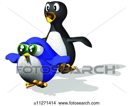 Picture - 3D, penguin, cartoon, cute, animal. Fotosearch