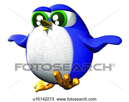 Stock Image - 3D, penguin, cartoon, cute, animal. Fotosearch
