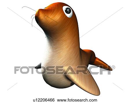 Stock Photograph - 3D, sealion, cartoon, cute, animal. Fotosearch