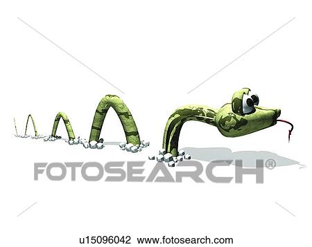 Stock Image - 3D, snake, cartoon, cute, animal. Fotosearch