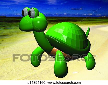 Stock Image - 3D, turtle, cartoon, cute, animal. Fotosearch