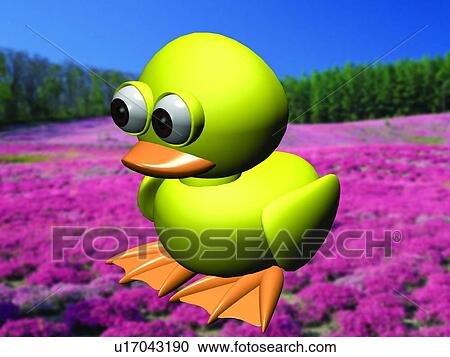 Stock Image - 3D, yellow, cartoon, cute, animal. Fotosearch
