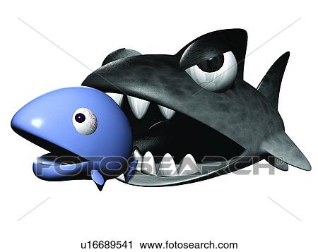 Stock Image - cartoon, black, cute, shark, 3D. Fotosearch