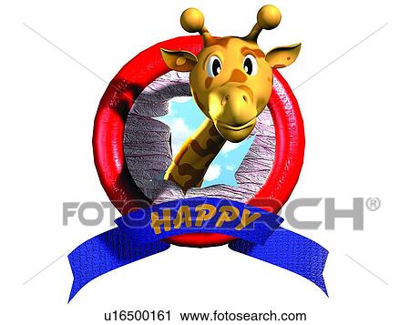 Stock Image - cartoon, giraffe, cute, 3D, animal. Fotosearch