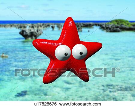 Stock Photograph - cartoon, starfish, cute, animal, sea. Fotosearch