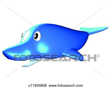 Stock Photo - cute, 3D, cartoon, blue, dolphin. Fotosearch