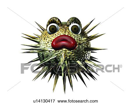 Stock Photo - cute, swellfish, animal, cartoon, 3D. Fotosearch