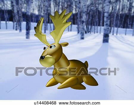 deer, tree, snow, cute, 3D View Large Photo Image Stock Photo - deer, tree, snow, cute, 3D. Fotosearch