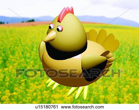 Stock Image - flower, 3D, animal, hen, cartoon. Fotosearch