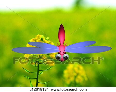 plant, animal, cute, cartoon, green, dragonfly View Large Photo Image Picture - plant, animal, cute, cartoon, green, dragonfly. Fotosearch