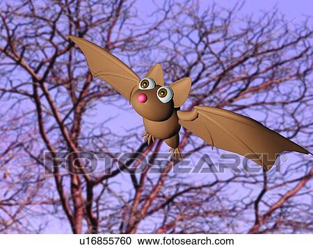 Stock Image - sky, cute, bat, 3D, tree. Fotosearch