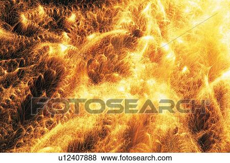 Stock Photo -  Orange-colored, Exploding Fireworks in the Night Sky, Low Angle View, Long Exposure. Fotosearch