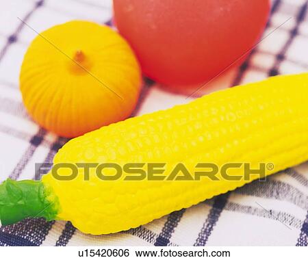 Stock Photograph - Clay Craft, Fruits and Vegetables, Close Up, Differential Focus. Fotosearch