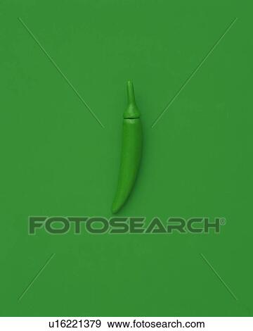 Stock Photo - Clay Craft, Green Pepper, Front View. Fotosearch
