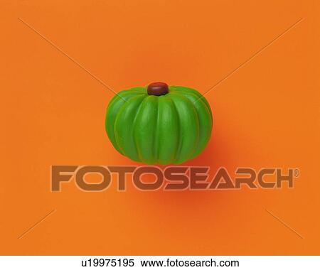 Stock Photography - Clay Craft, Pumpkin, Front View. Fotosearch