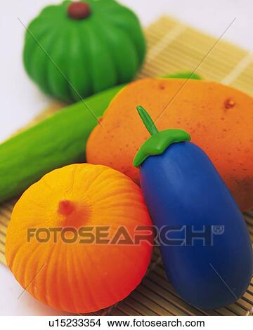 Picture - Clay Craft, Vegetables, Close Up, Differential Focus. Fotosearch