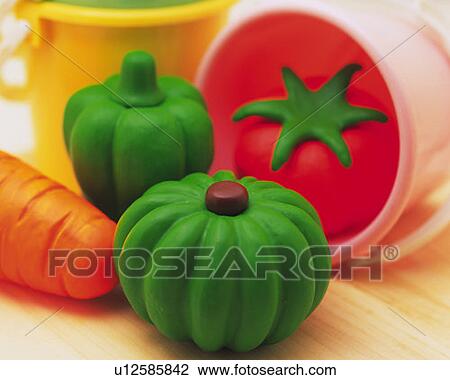 Stock Image - Clay Craft, Vegetables, Close Up, Differential Focus. Fotosearch