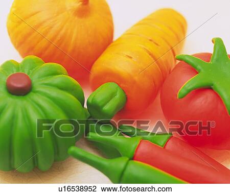 Stock Image - Clay Craft, Vegetables, Close Up. Fotosearch