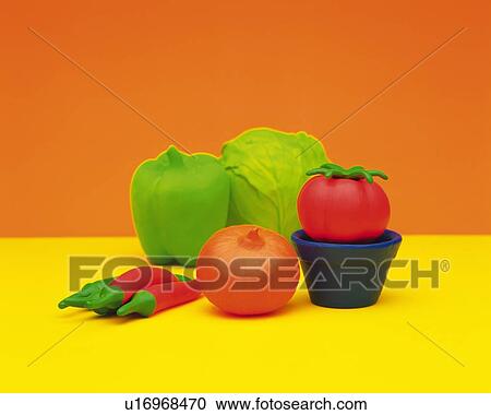 Stock Image - Clay Craft, Vegetables, Front View. Fotosearch