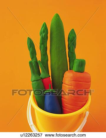 Stock Photo - Clay Craft, Vegetables, Front View. Fotosearch