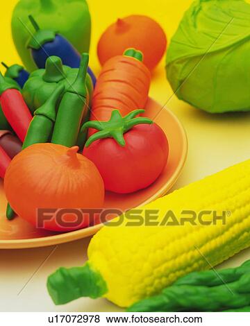 Stock Photo - Clay Craft, Vegetables, High Angle View. Fotosearch